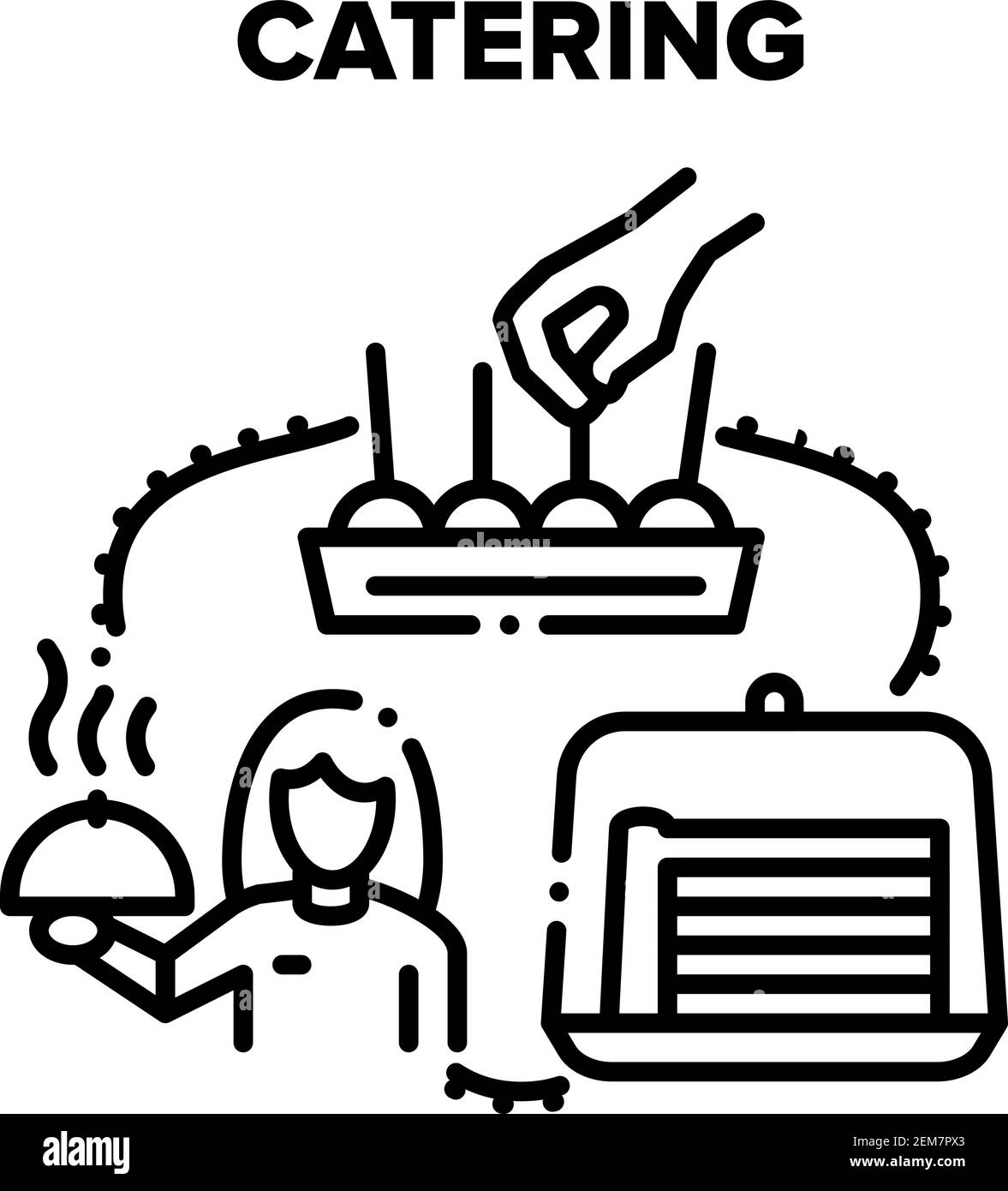 Catering Service Vektor Schwarze Illustrationen Stock Vektor