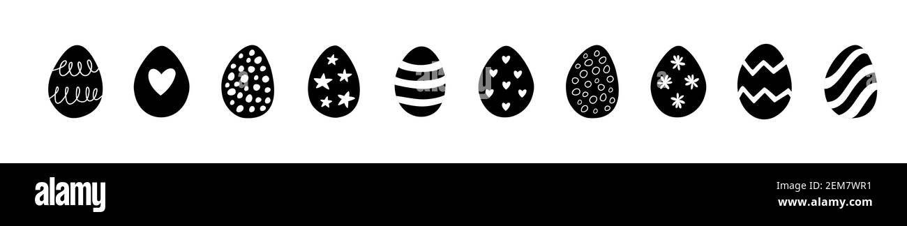 Ostern Set von Doodle Eier Illustrationen isoliert auf einem weißen Hintergrund. Stock Vektor