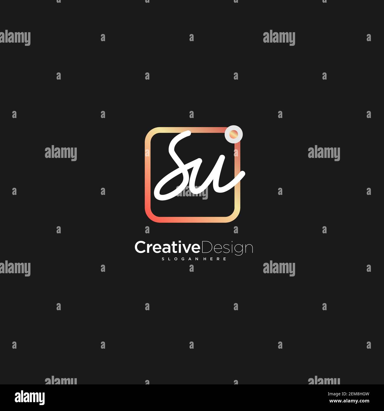SU Initial Letter Handschrift Logo handgezeichnet bunte Box Vektor, Logo für Schönheit, Kosmetik, Hochzeit, Mode und Business, Und andere Stock Vektor