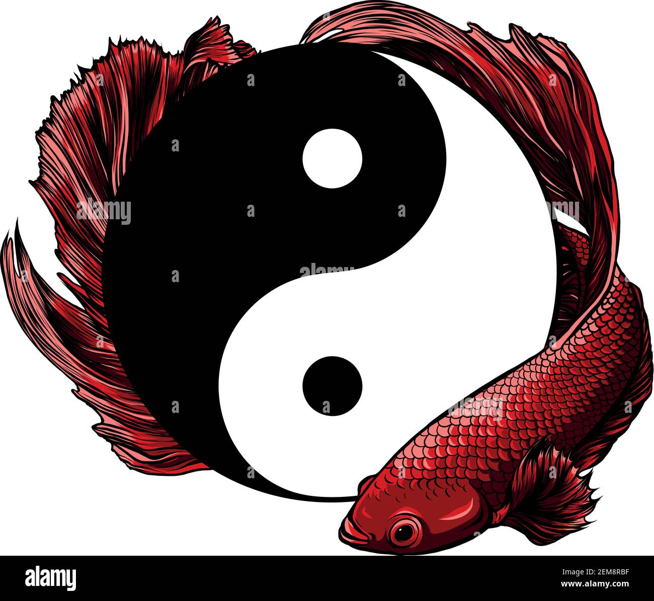 Yin Yang betta splendens Fisch Vektor Illustration Kunst Stock Vektor