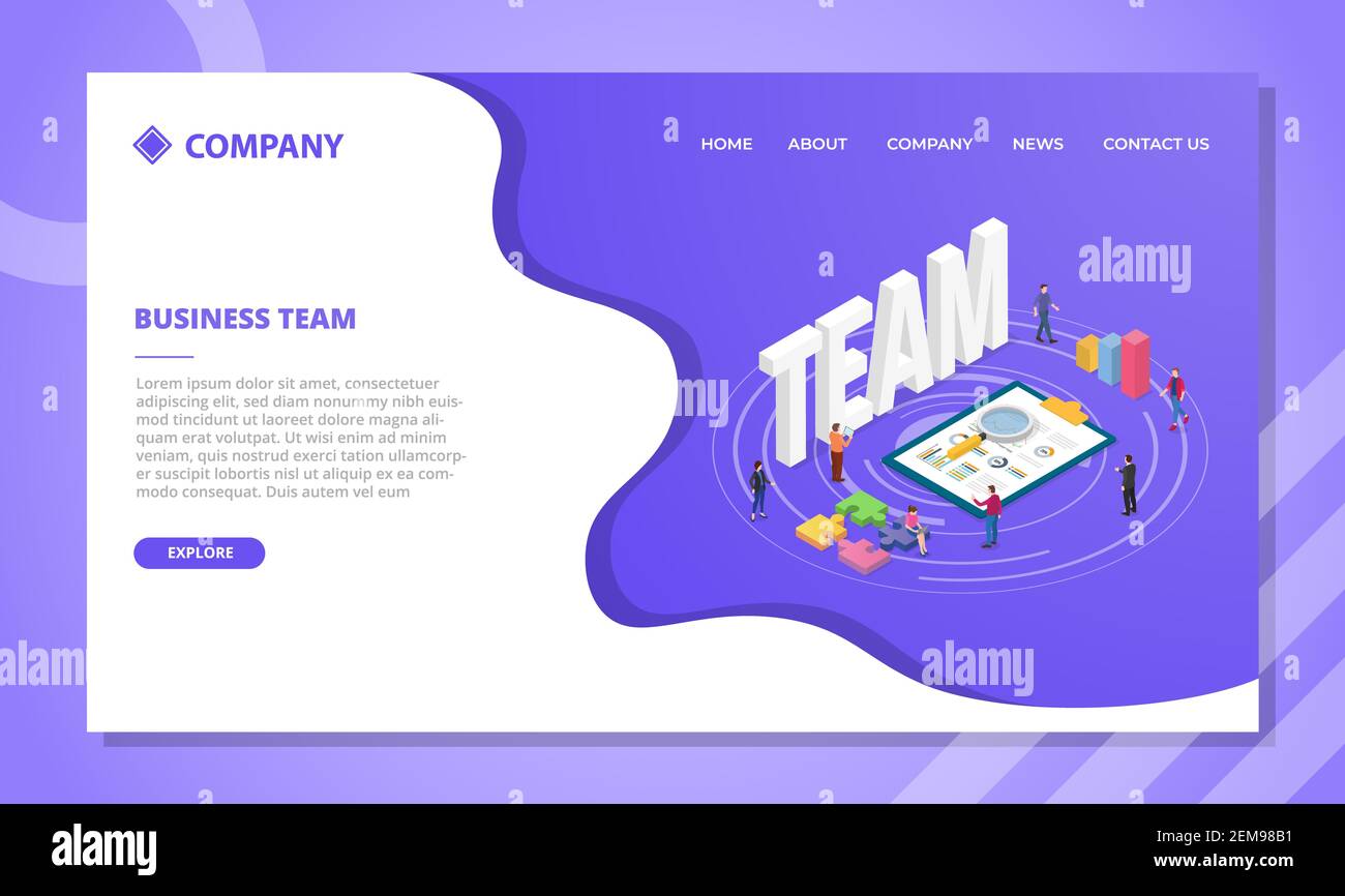 Business-Team-Konzept für Website-Vorlage oder Landung Homepage-Design Mit isometrischer Vektordarstellung Stockfoto