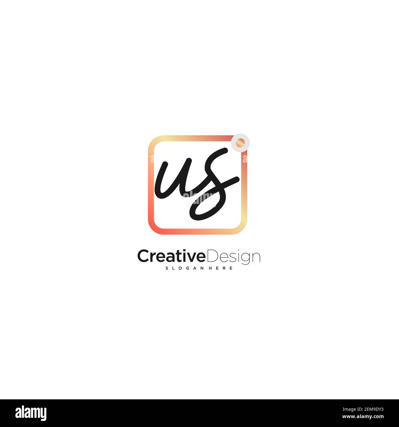 US Initial Letter Handschrift Logo handgezeichnet bunte Box Vektor, Logo für Schönheit, Kosmetik, Hochzeit, Mode und Business, Und andere Stock Vektor