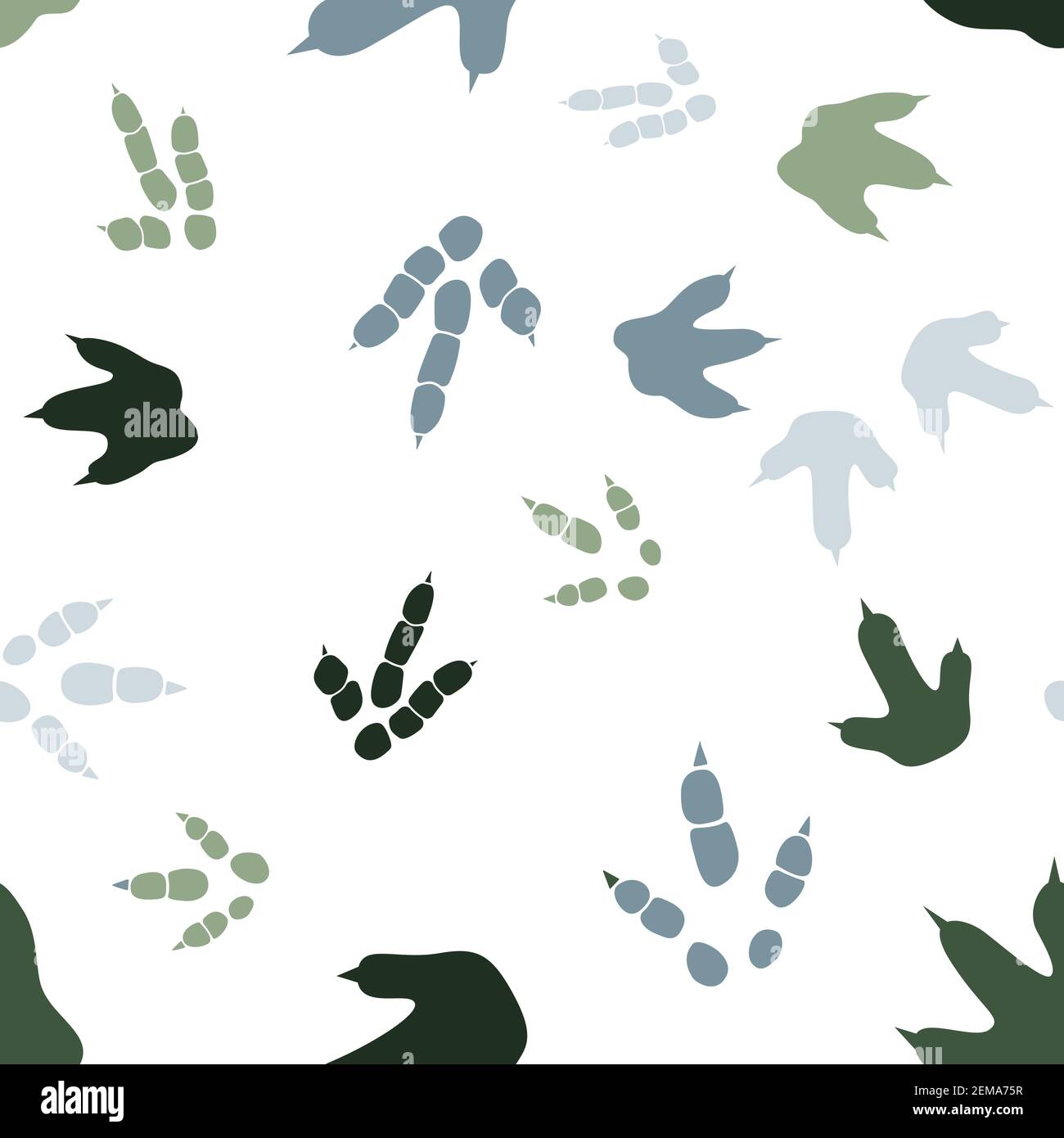 Dinosaurier Fußabdruck Spuren. Minimale Farbe Nahtloses Muster. Hintergrund mit Pfote, Klaue Raubtier. Dinosaurier Fußabdruck nahtlose Muster perfekt für Textil, Wrap und Tapete und Design Stock Vektor