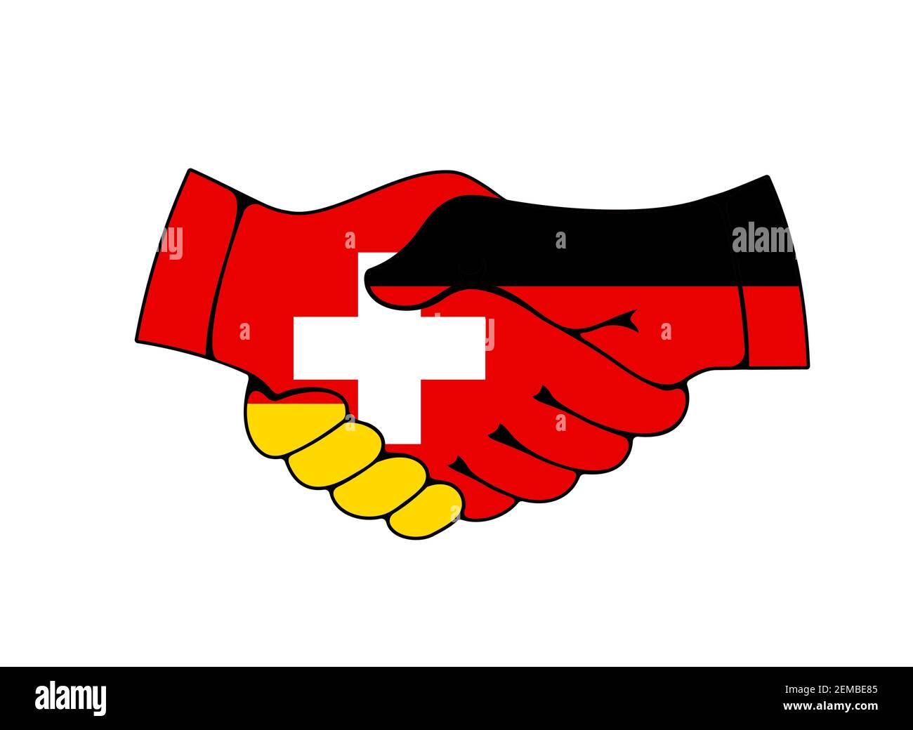 Länderflaggen Deutschland und Schweiz, Vektor-Partnerschaft Handshake in  den Farben der deutschen und schweizerischen nationalen Banner. Europäische  Länder Handel und FIN Stock-Vektorgrafik - Alamy