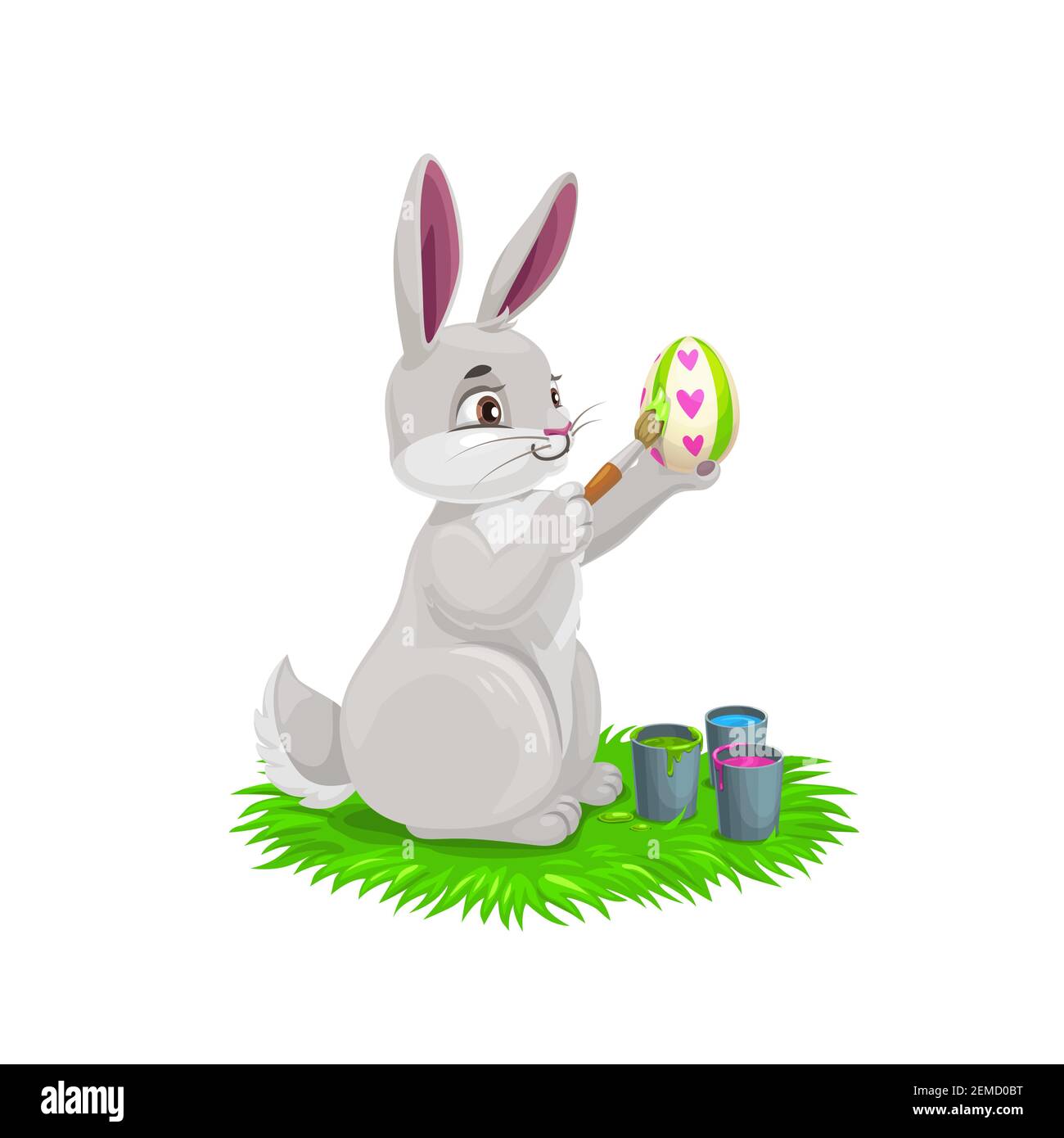 Hase Malerei Ostern Urlaub Ei. Vektor-Design von egghunting Partei. Weißes  Kaninchen oder Hase Cartoon Tier Dekoration Ei mit Farben und Pinsel, Chris  Stock-Vektorgrafik - Alamy