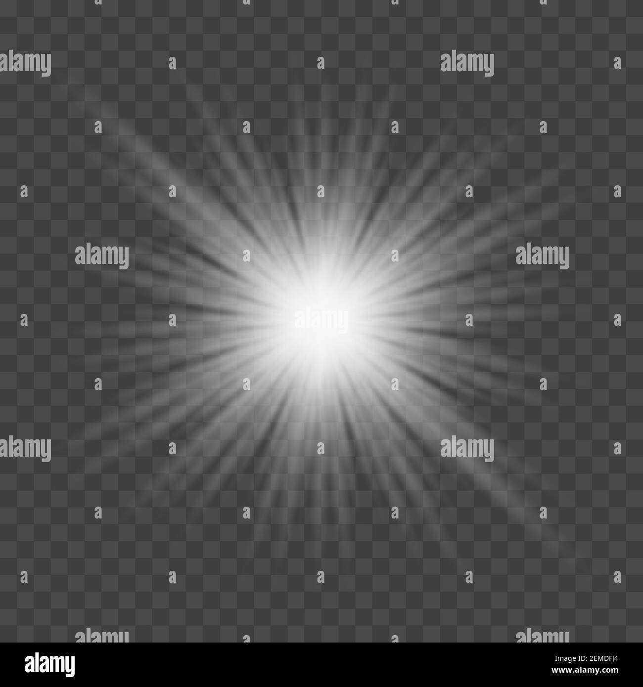 Starburst, Sonnenstrahlen. Vektordarstellung isoliert auf transparentem Hintergrund. Stock Vektor