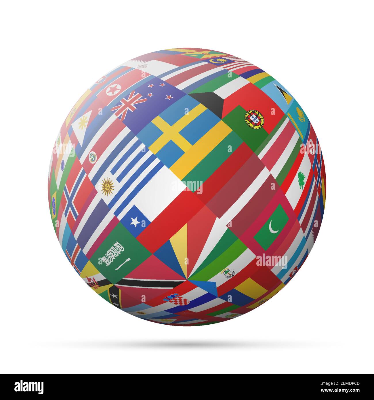 Flaggen-Globus. 3D Vektorgrafik isoliert auf Weiß. Stock Vektor