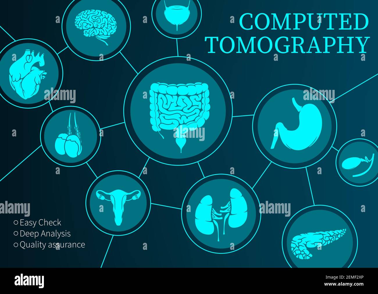 Computertomographie, Medizin, Vektor-MRT-Diagnostik und CT-Scan der inneren Organe, diagnostische Medizin. Magnetresonanztomographie der Nieren, blad Stock Vektor