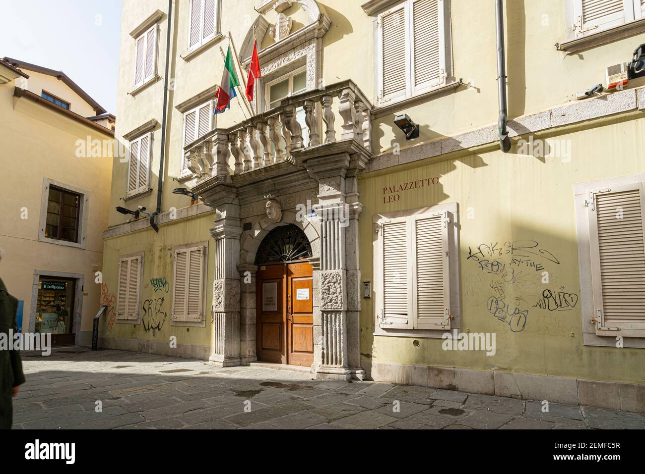 Triest, Italien. 24. Februar 2021. Die Außenansicht des Civic Museum of Oriental Art im Stadtzentrum Stockfoto