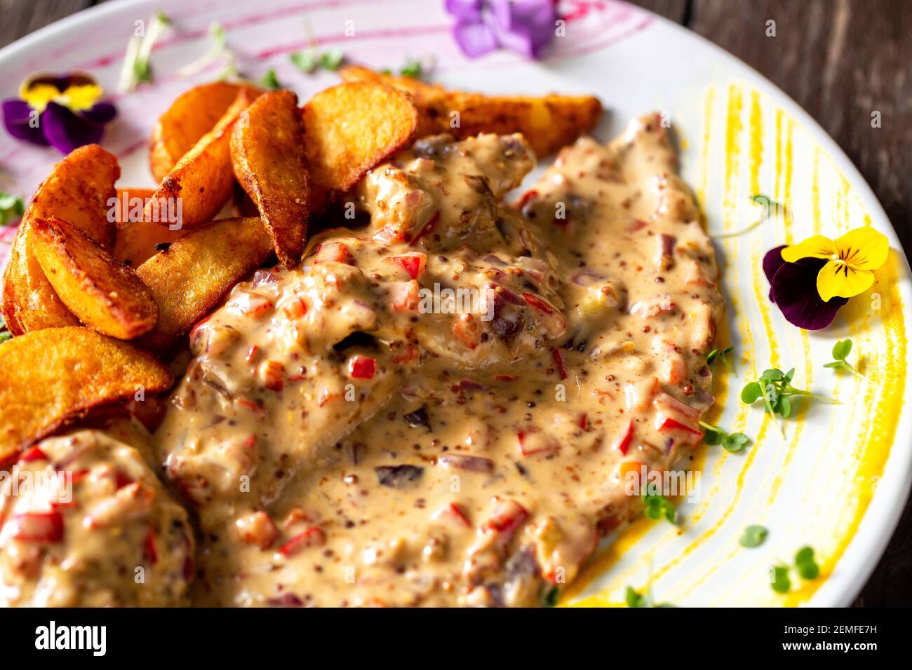 Beispiel für erstaunliche Lebensmittel Dekoration serviert für das Mittagessen, Konzept des Essens Vergnügen Stockfoto