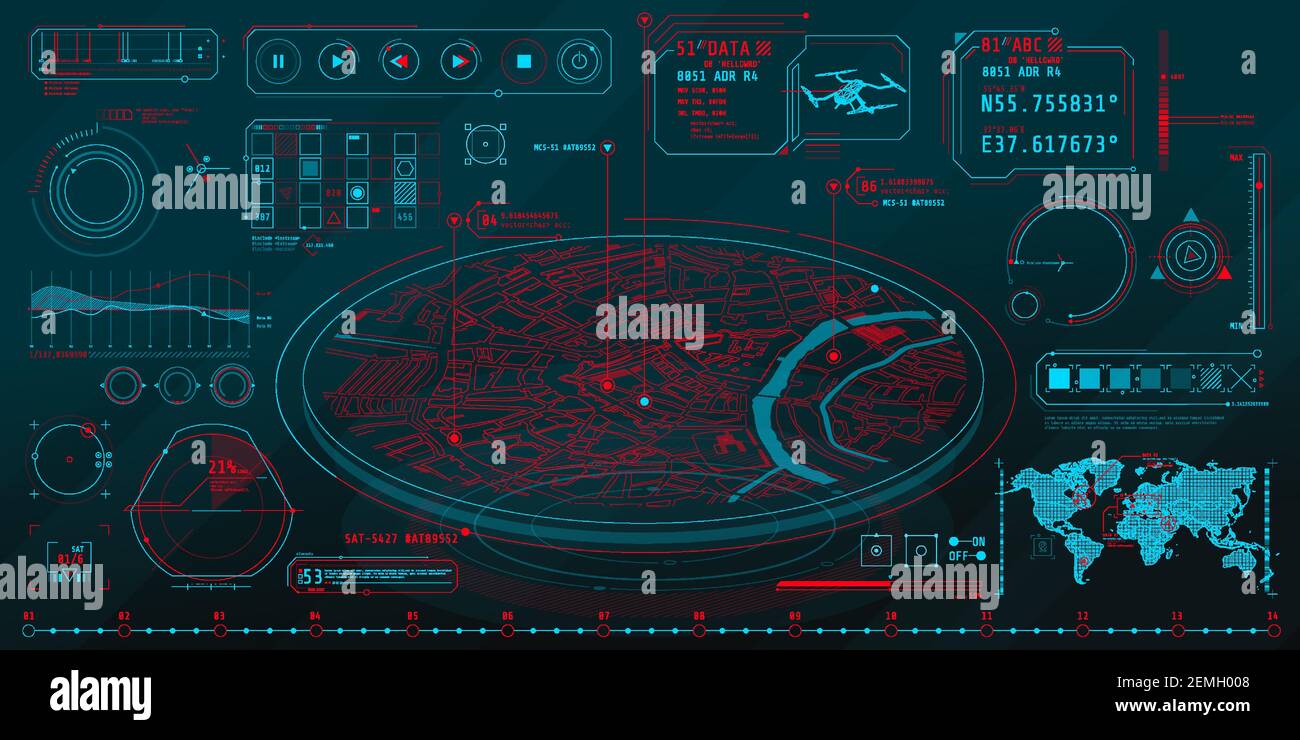 Eine Reihe dünner Elemente zum Thema Geo-Position. Stock Vektor