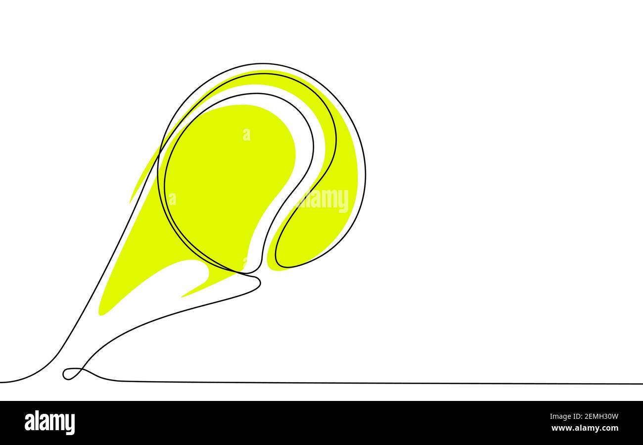Tennisball in einer durchgehenden Linie. Sport, aktiver Lebensstil. Hintergrund für Sportwettkämpfe. Vektor Stock Vektor