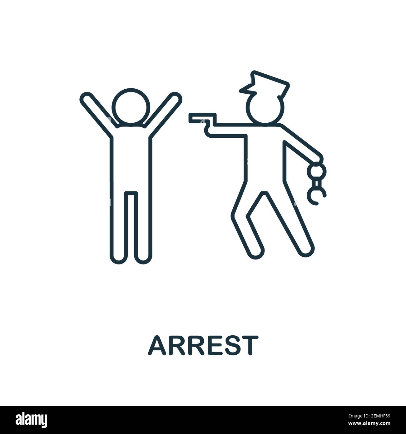 Symbol „Arrest“. Einfaches Element aus Polizeisammlung. Creative Arrest Symbol für Web-Design, Vorlagen, Infografiken und vieles mehr Stock Vektor