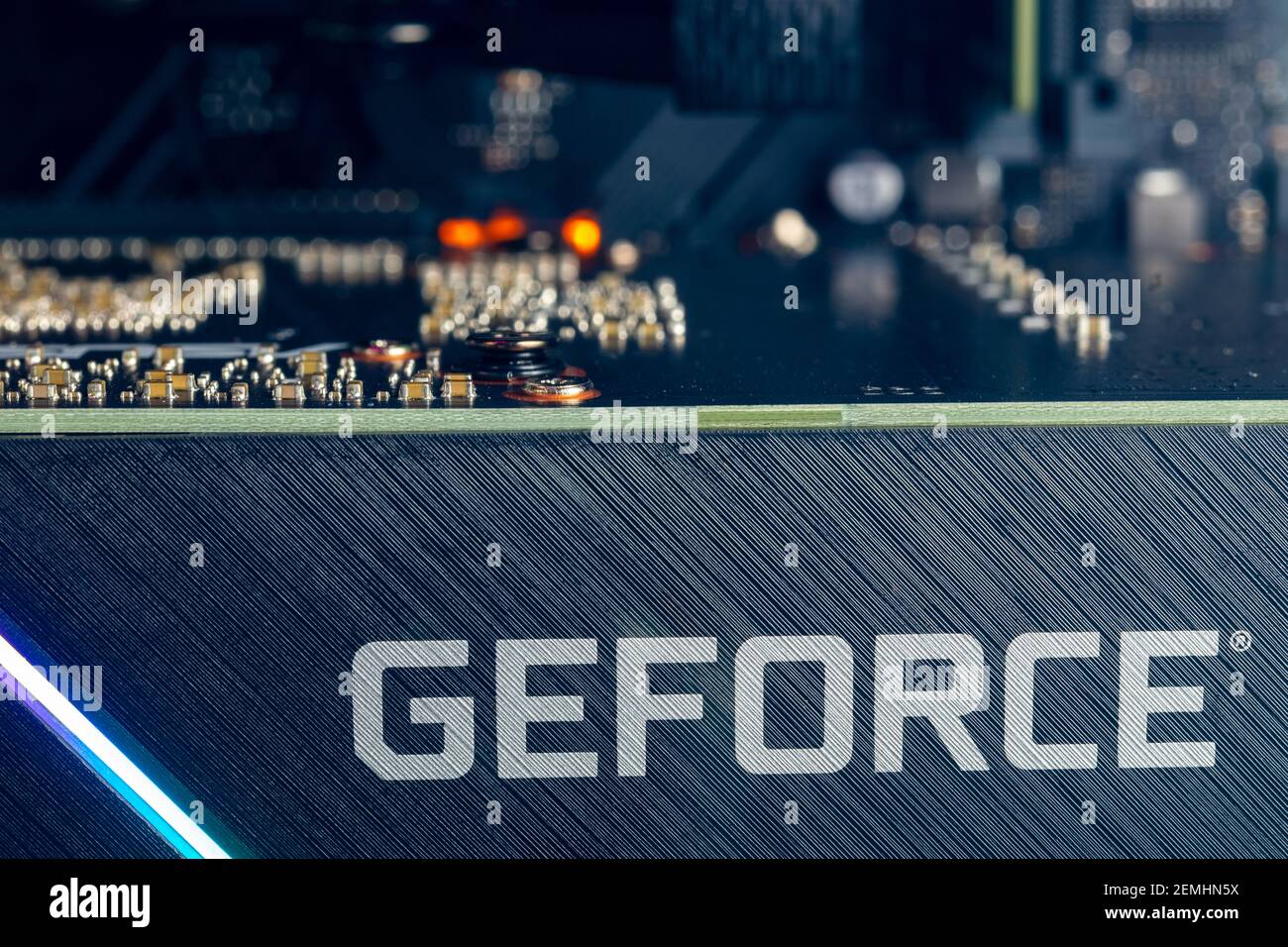 NVIDIA GeForce Grafikkarte in einem Gaming-Computer Stockfoto