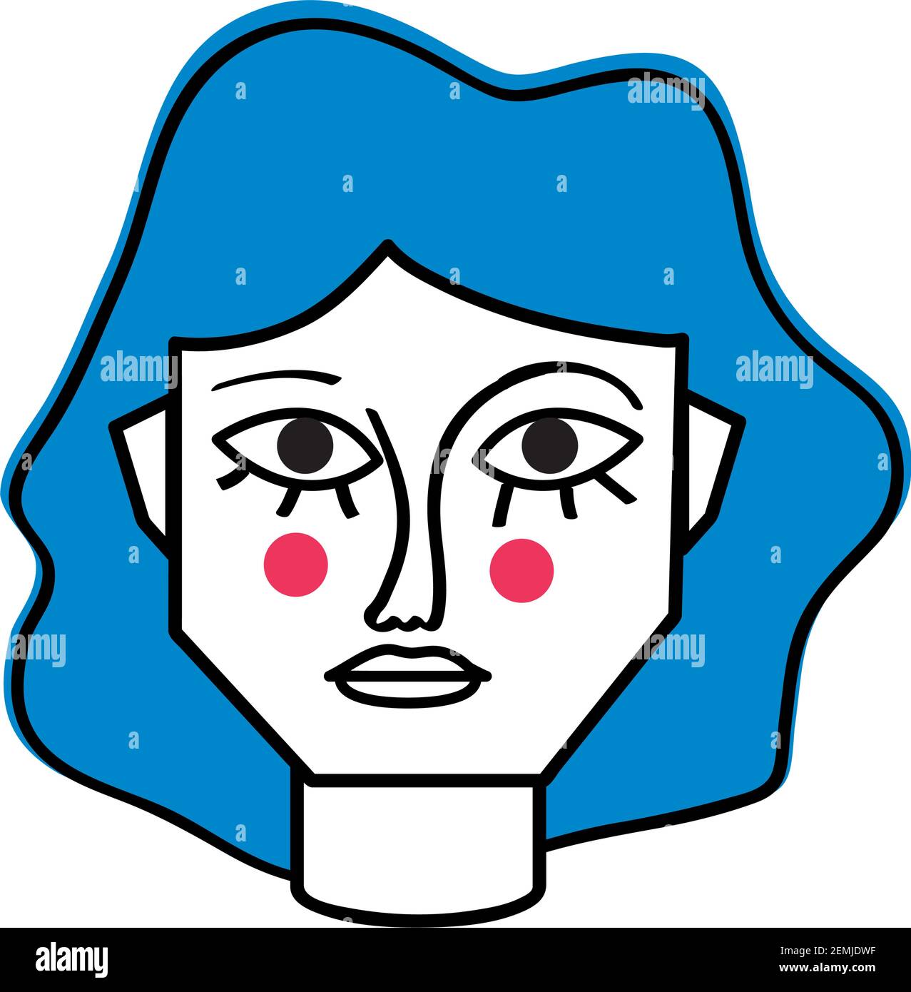 Frau surreal Gesicht blaue Haare Stock Vektor