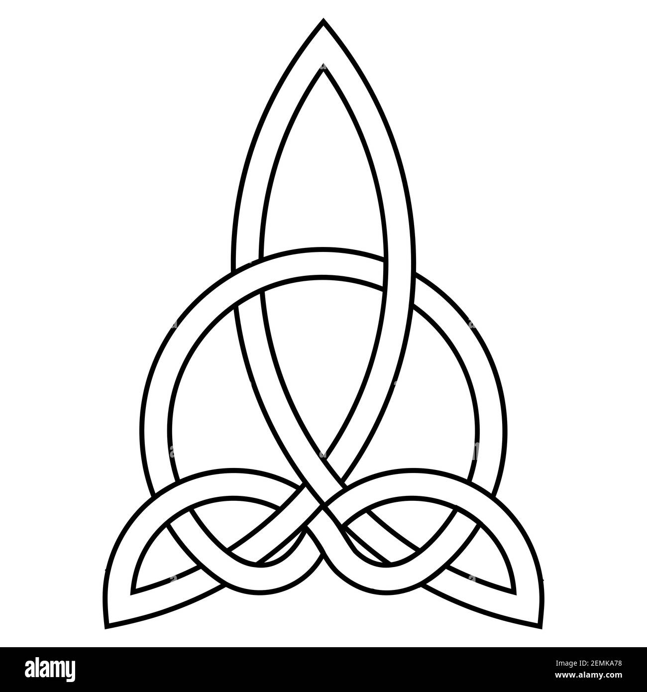 Keltischer Knoten der Harmonie Schnitzerei Triquetra geschnitzter Knoten, irisches Haus schottisches Erbe keltische Göttin Stock Vektor