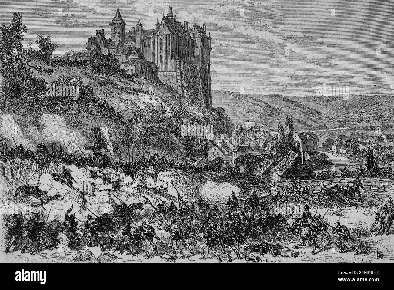 Verteidigung heldenique des Habitants de chateaudun contre les prussiens ,l'univers Illustre,Autor michel Levy 1870 Stockfoto