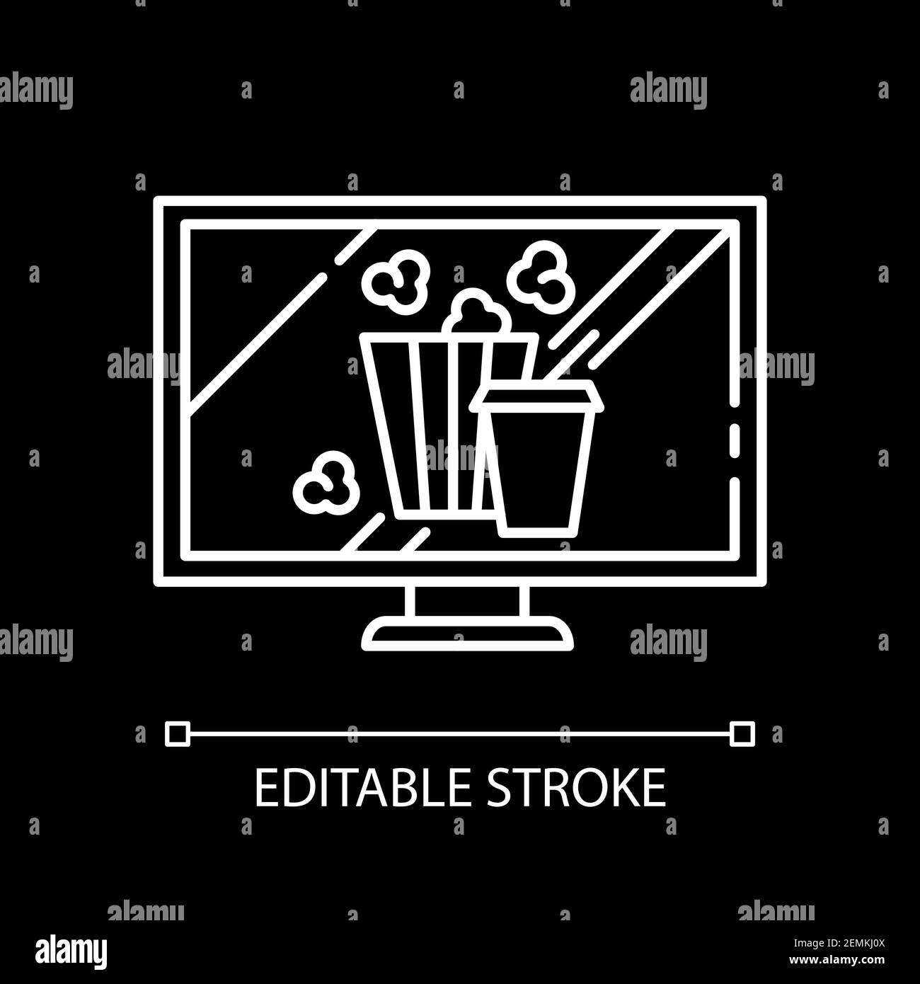 Filme und Fernsehen weißes lineares Symbol für dunkles Thema Stock Vektor