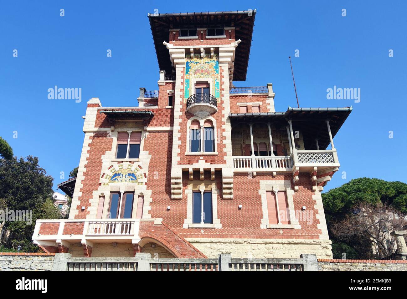 Gino Coppede berühmte Architekten historischen Villa Palast in Genua, Italien, Corso Italia Stockfoto