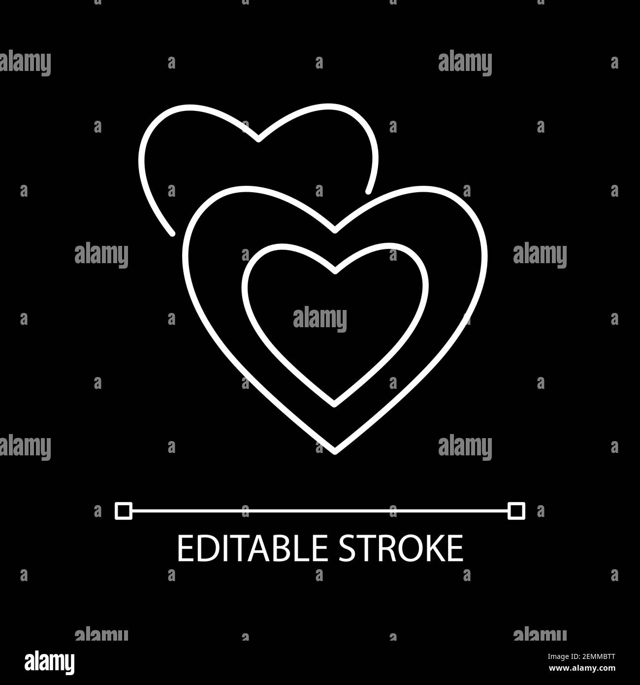 Romantik weiße lineare Symbol für dunkle Thema Stock Vektor