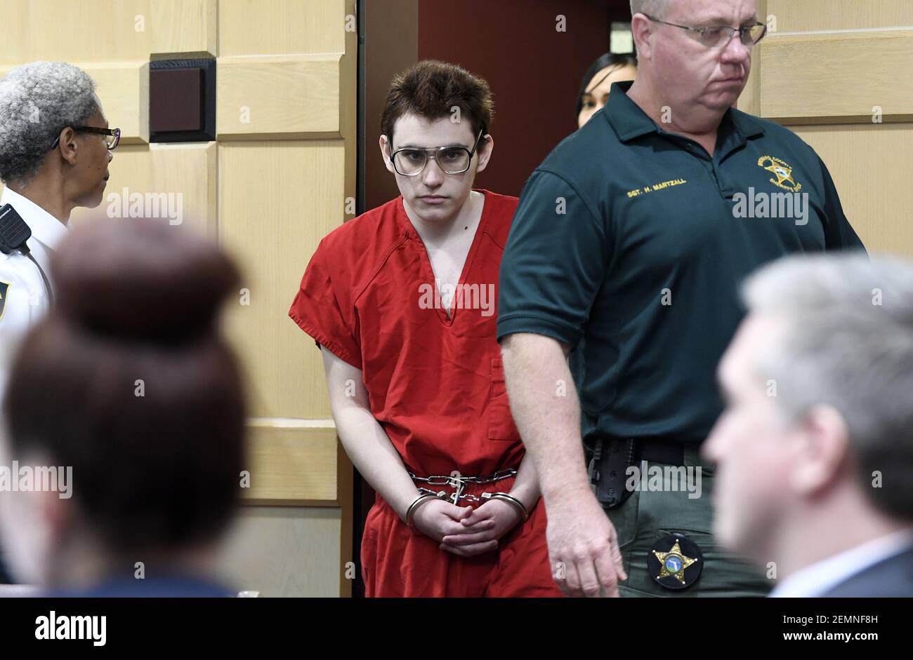 Der Schütze der Parklandschule Nikolas Cruz geht für eine Anhörung vor Gericht im Broward Courthouse Freitag, 22. März 2019 in Fort Lauderdale, Florida. (Foto: Taimy Alvarez/Sun Sentinel/TNS/Sipa USA) Stockfoto