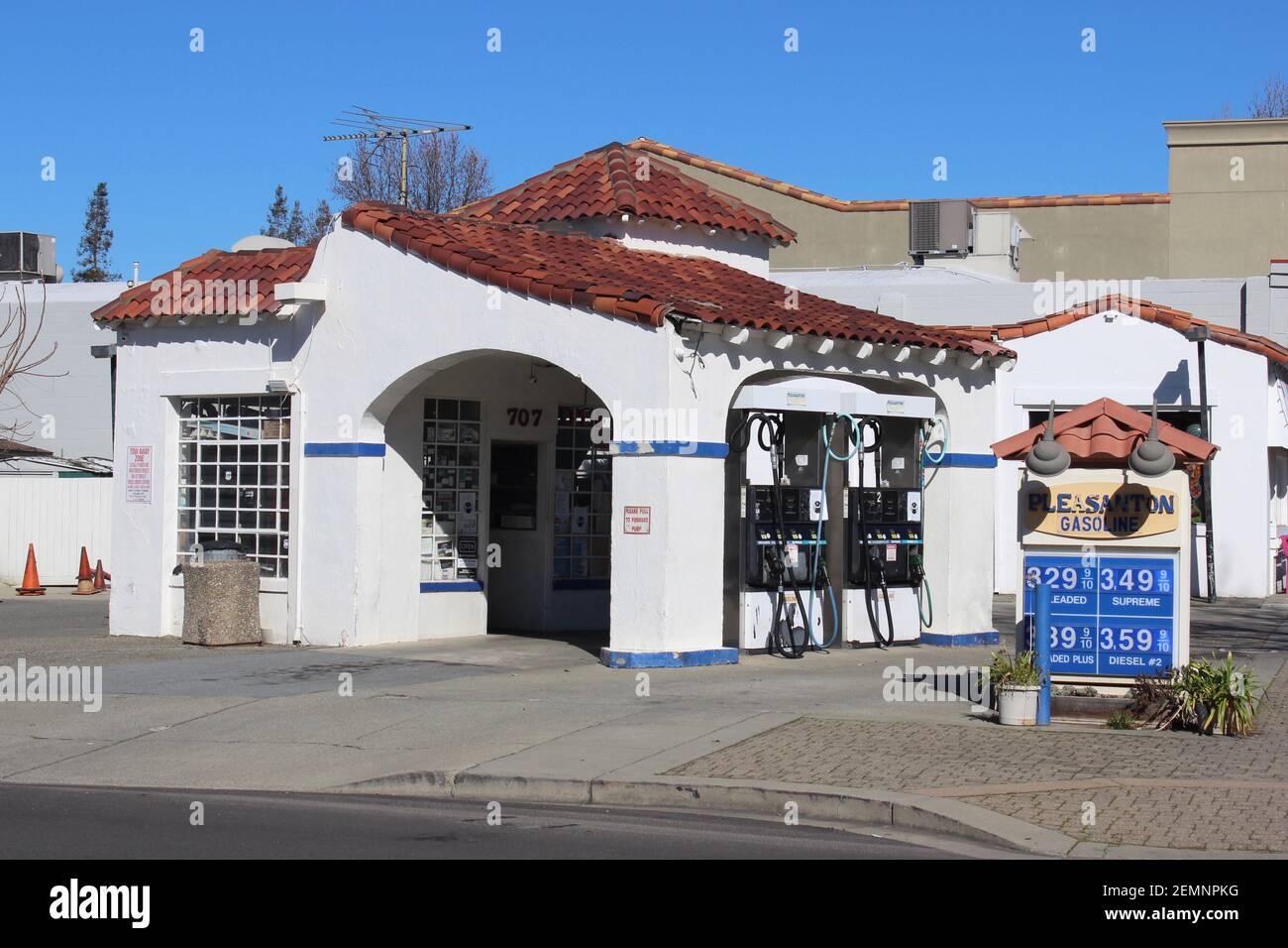 Pleasanton Gasoline, Pleasanton, Kalifornien Stockfoto