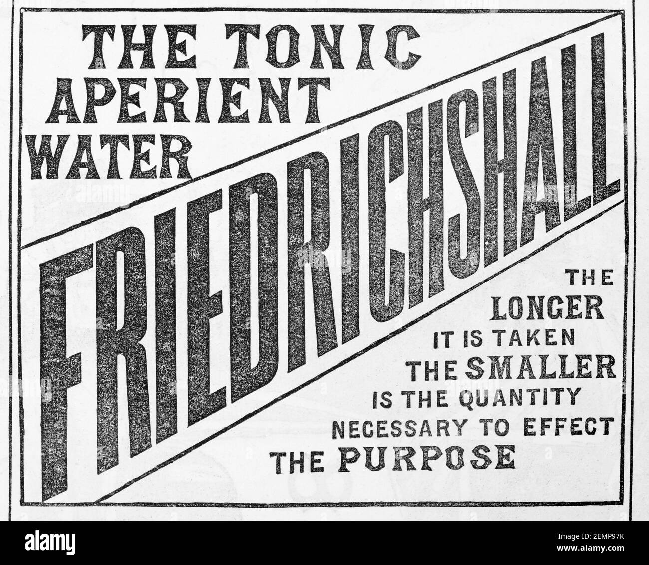 1887 viktorianische Werbung für Mineralwasser als Gesundheitsoption. Einblick in Fragen der Wasserqualität und Gesundheit in Haushaltungen alter Zeiten Stockfoto