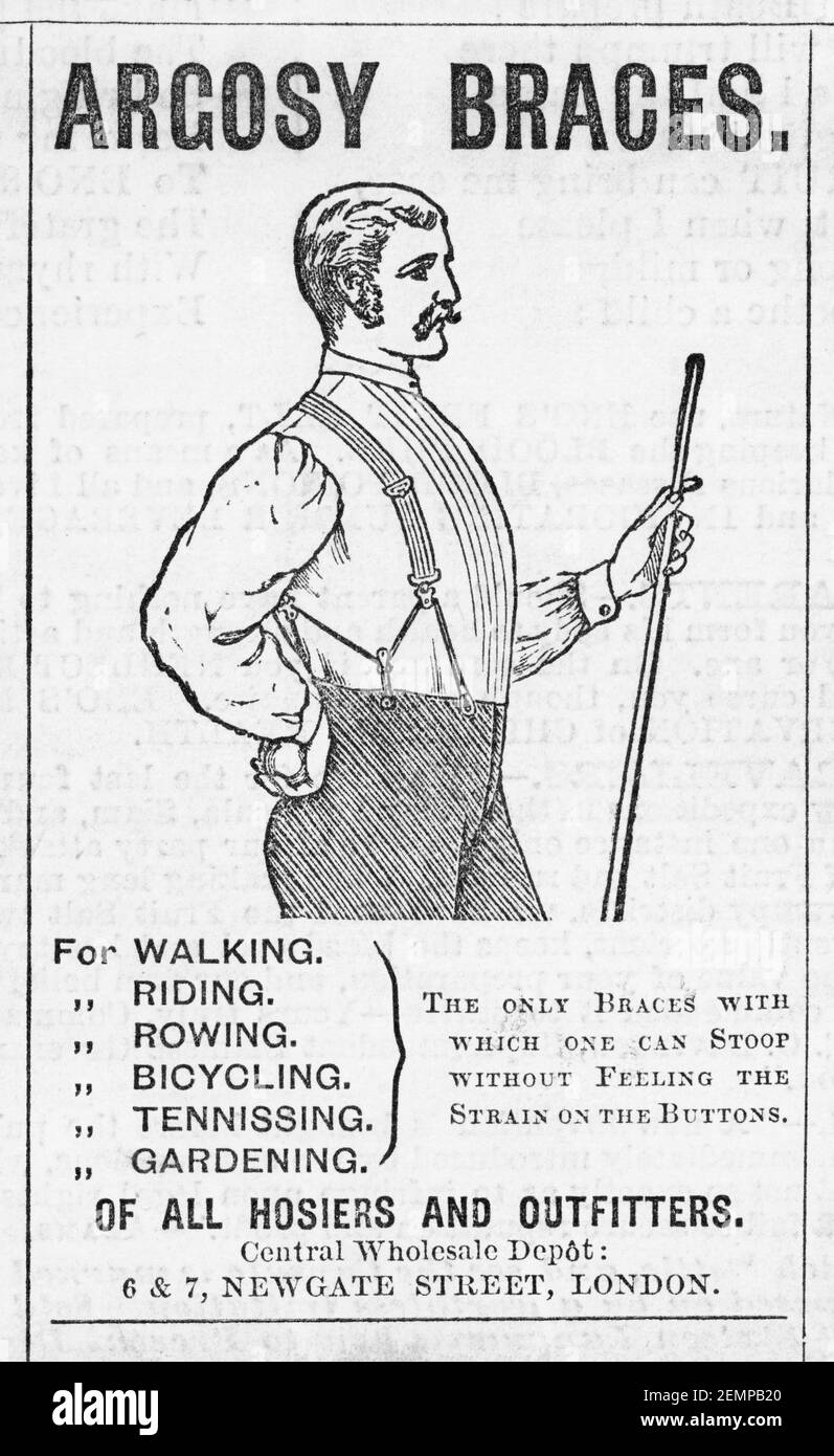 Old Victorian Magazin Zeitungspapier Argosy Klammern Anzeige von 1883 - vor dem Anbruch der Werbestandards. Viktorianischer Billardspieler. Stockfoto