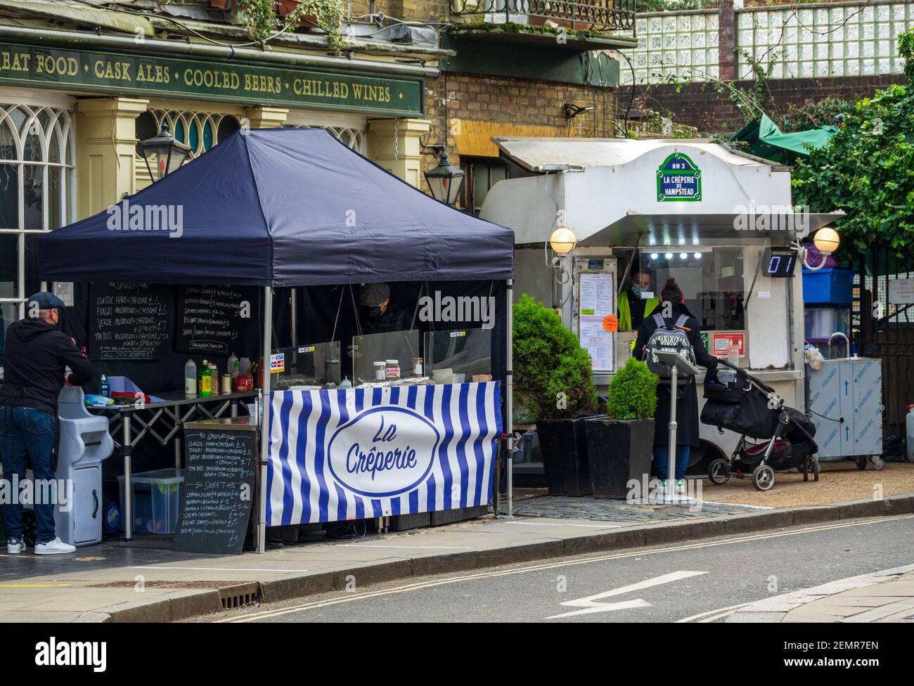 La Creperie du Hampstead Street Food Stall in Hampstead, London. Stockfoto