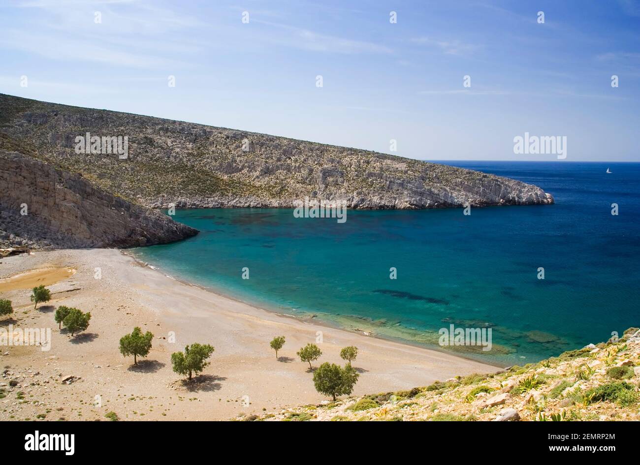 Der Strand von Vatses, in Astypalaia Insel, Dodekanes Inseln, Griechenland, Europa. Stockfoto