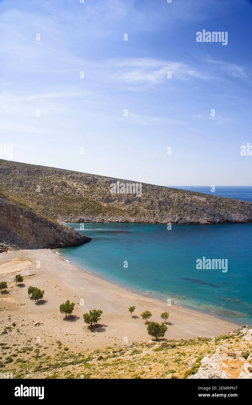 Der Strand von Vatses, in Astypalaia Insel, Dodekanes Inseln, Griechenland, Europa. Stockfoto