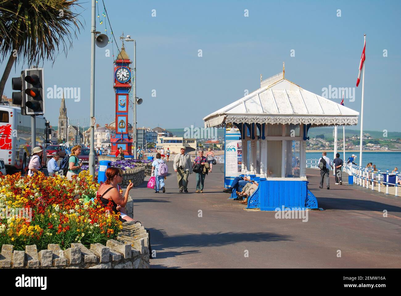 Jubiläums Uhr und Promenade, The Esplanade, Weymouth, Dorset, England, Vereinigtes Königreich Stockfoto