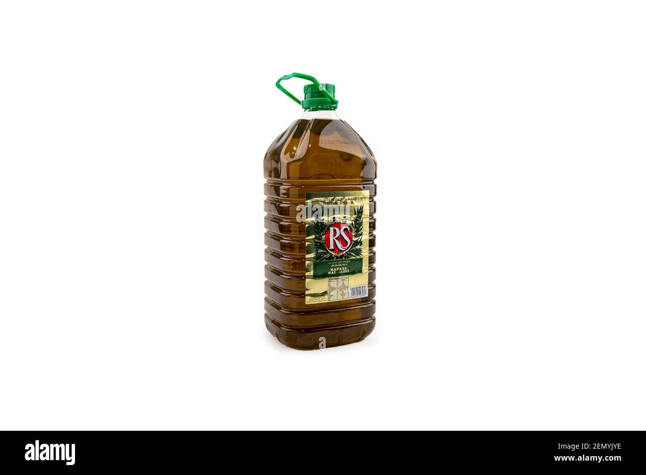 Rafael Salgado Olivenöldose auf isoliertem Hintergrund Stockfoto