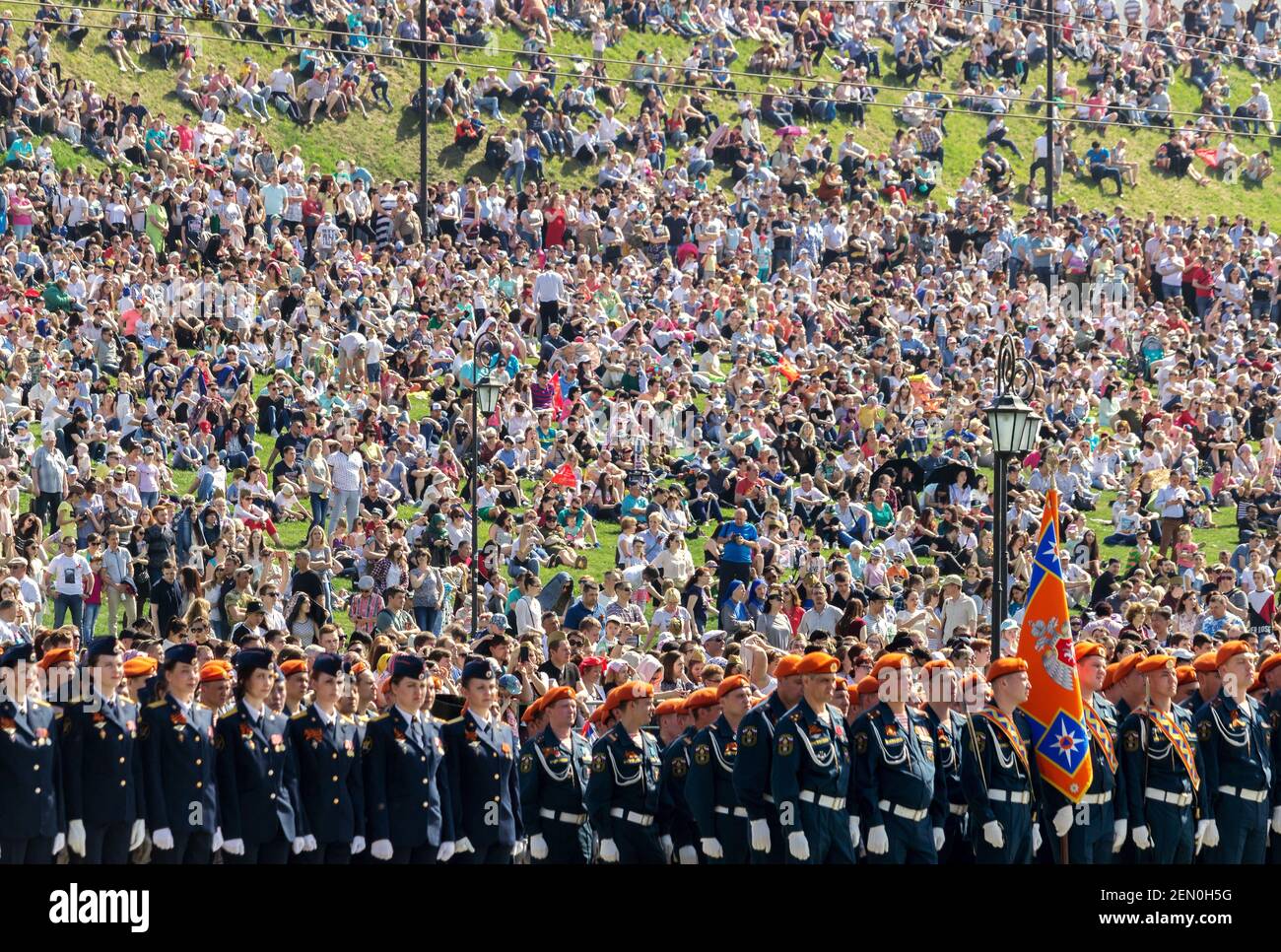 Die Militärparade zum 74th. Jahrestag des Sieges über Nazi-Deutschland im Zweiten Weltkrieg 09.Mai 2019. Russland, Kasan. Foto: Artem Dergunov/Kommersant/Sipa USA Stockfoto