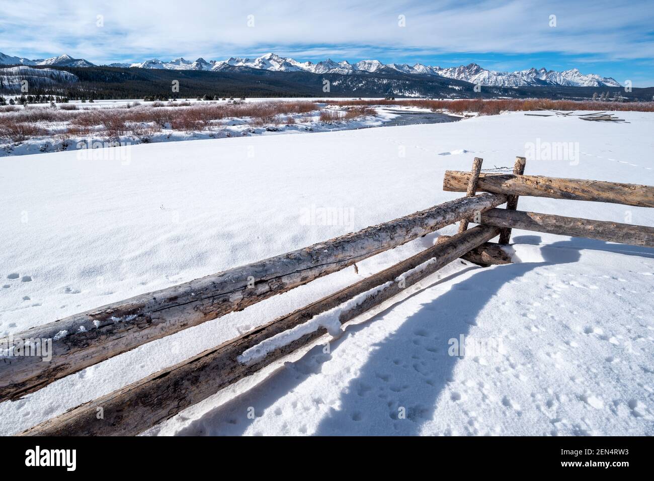 Sawtooth Valley im Winter, Idaho. Stockfoto