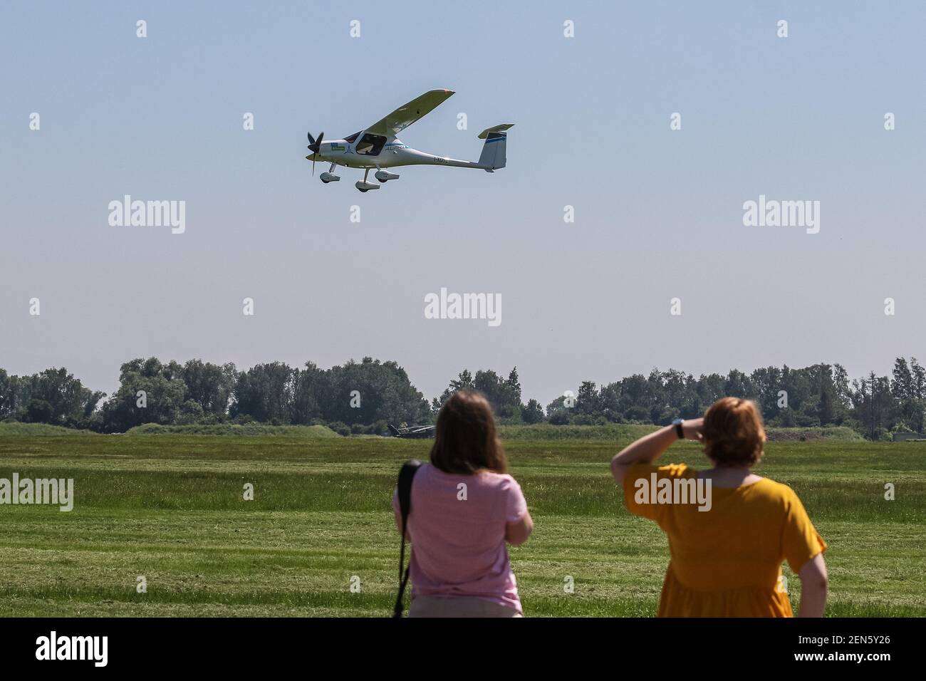 Pruszcz Danzig, Polen. 14th, Juni 2019 Pipistrel Alpha Electro - 100  Prozent Elektroflugzeug ist zu sehen. Der Flugbesuch am Flughafen Pruszcz  war ein Teil der Firma Fortum Werbeflug über Polen von Breslau