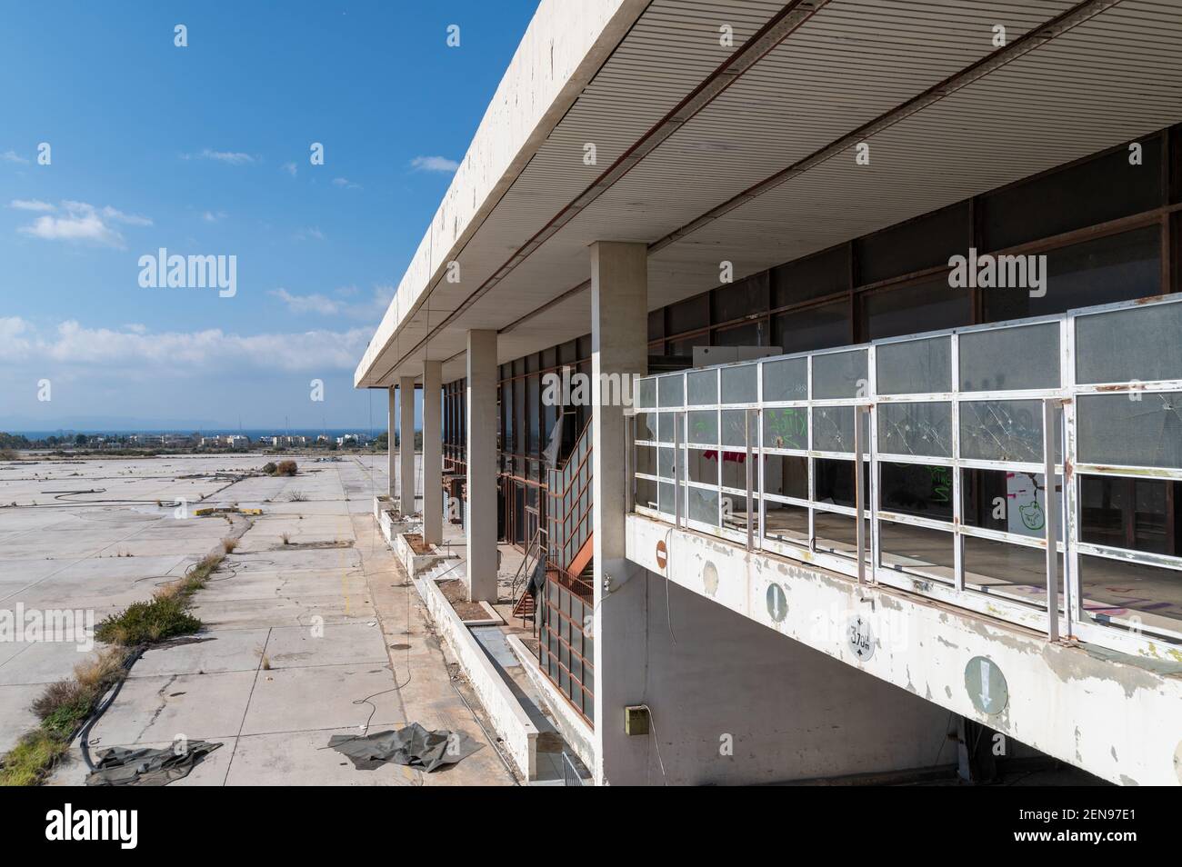 Verlassene Terminal des alten Athener Flughafens Stockfoto