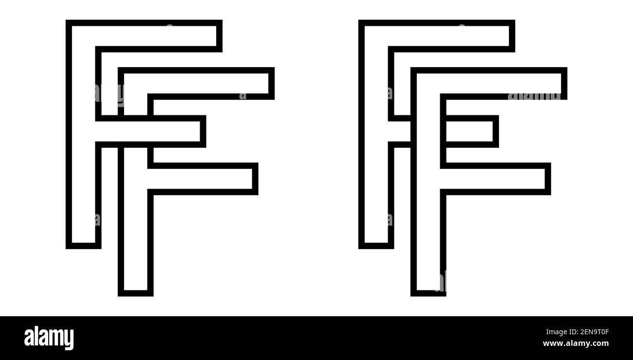 Logo Zeichen ff, Symbol Zeichen interlaced Buchstaben F Vektor Logo ff erste Großbuchstaben Muster Alphabet f Stock Vektor