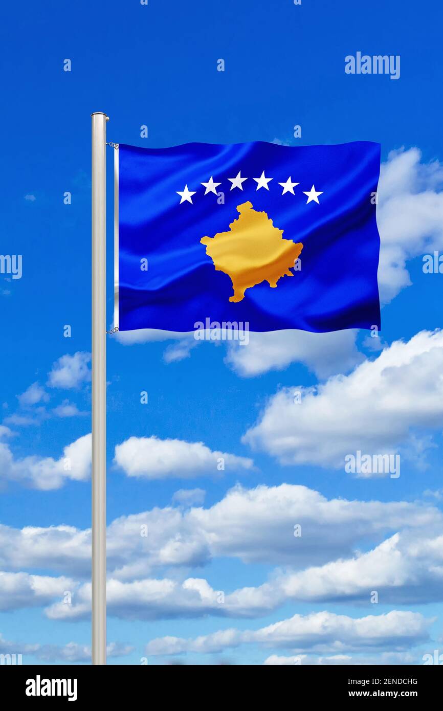 Die Flagge von der Republik Kosovo, Südosteuropa, Balkanhalbinsel, Stockfoto