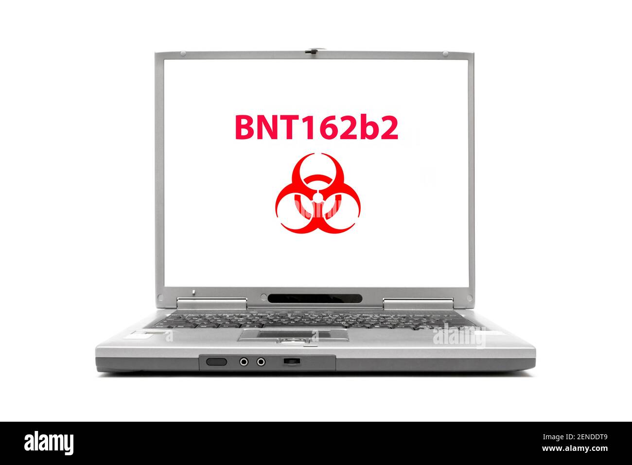 Laptop, Corona Impfstoff, Shutdown, Impfflicht, Zulassung, MRNA-1273, Impfzentrum, BNT162b2, BioNTech, Pfizer, Stockfoto