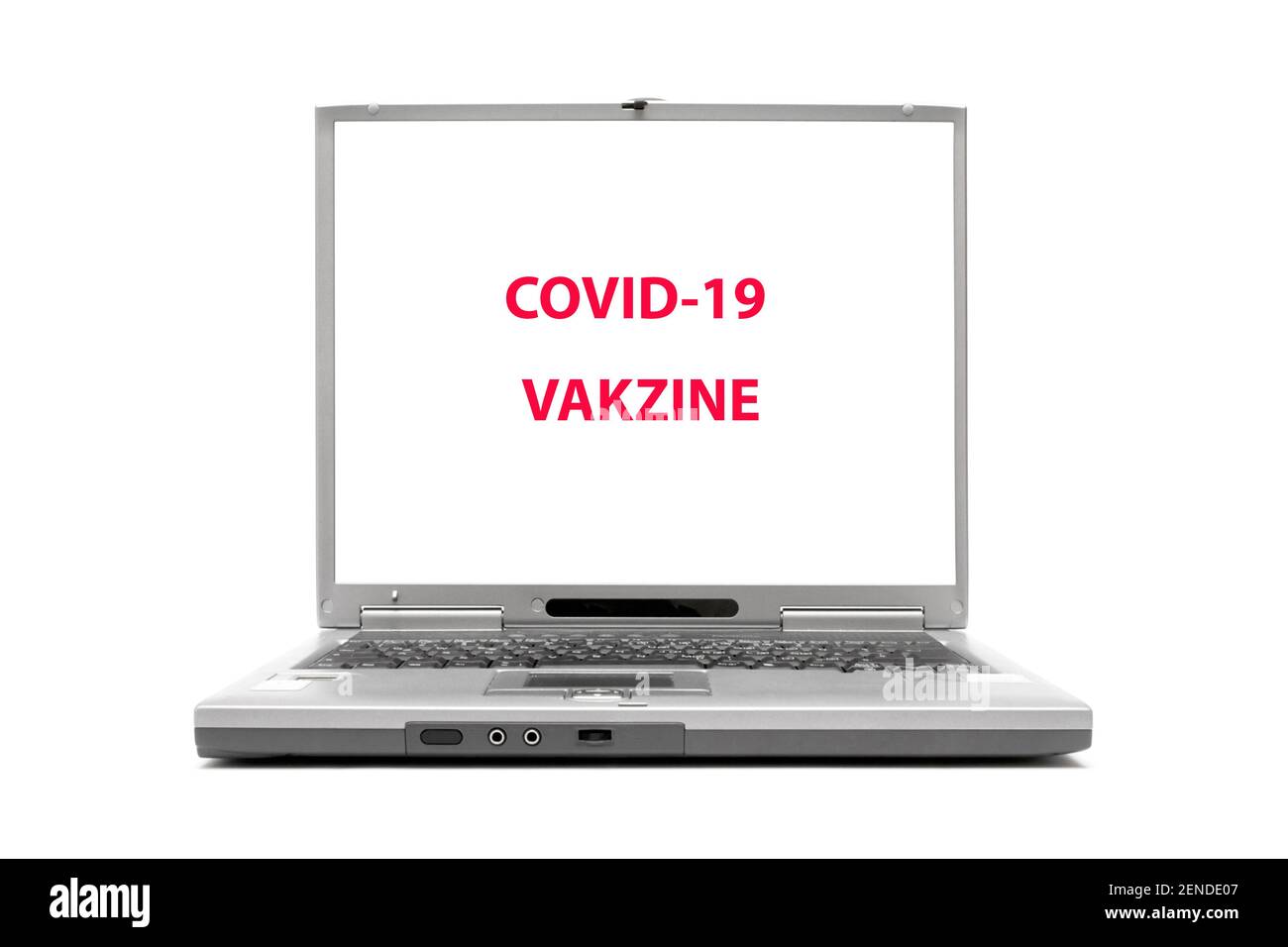 Laptop, Corona Impfstoff, Shutdown, Impfflicht, Zulassung, MRNA-1273, Impfzentrum, BNT162b2, BioNTech, Pfizer, Stockfoto