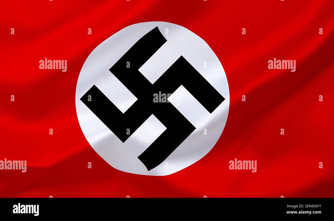 Die heute verbotene Flagge vom Dritten Reich, Fahne der Nazis, Hakenkreuzfahne, Verboten, Deutschland, 3. Reich, Stockfoto