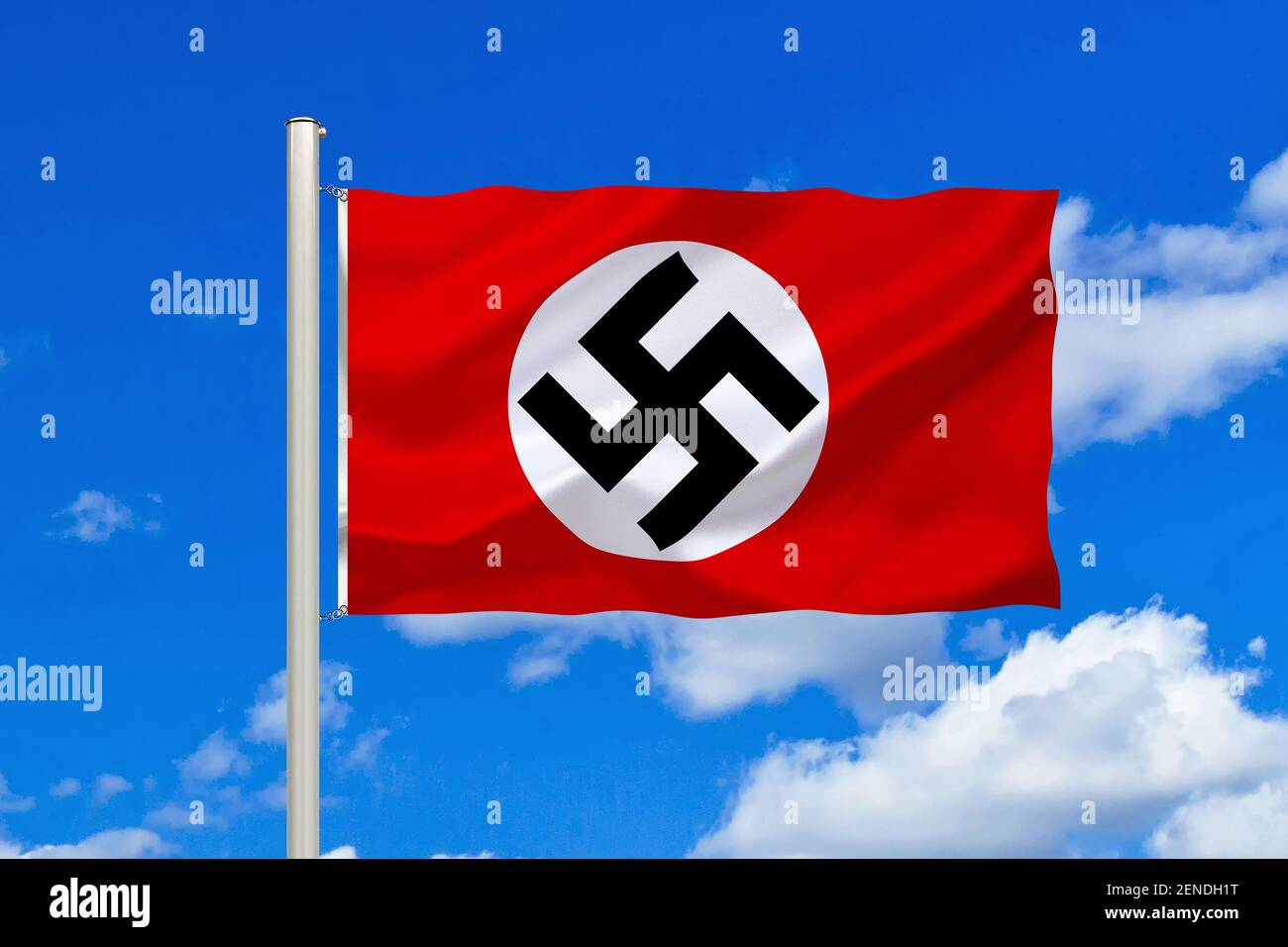 Die heute verbotene Flagge vom Dritten Reich, Fahne der Nazis, Hakenkreuzfahne, Verboten, Deutschland, Stockfoto