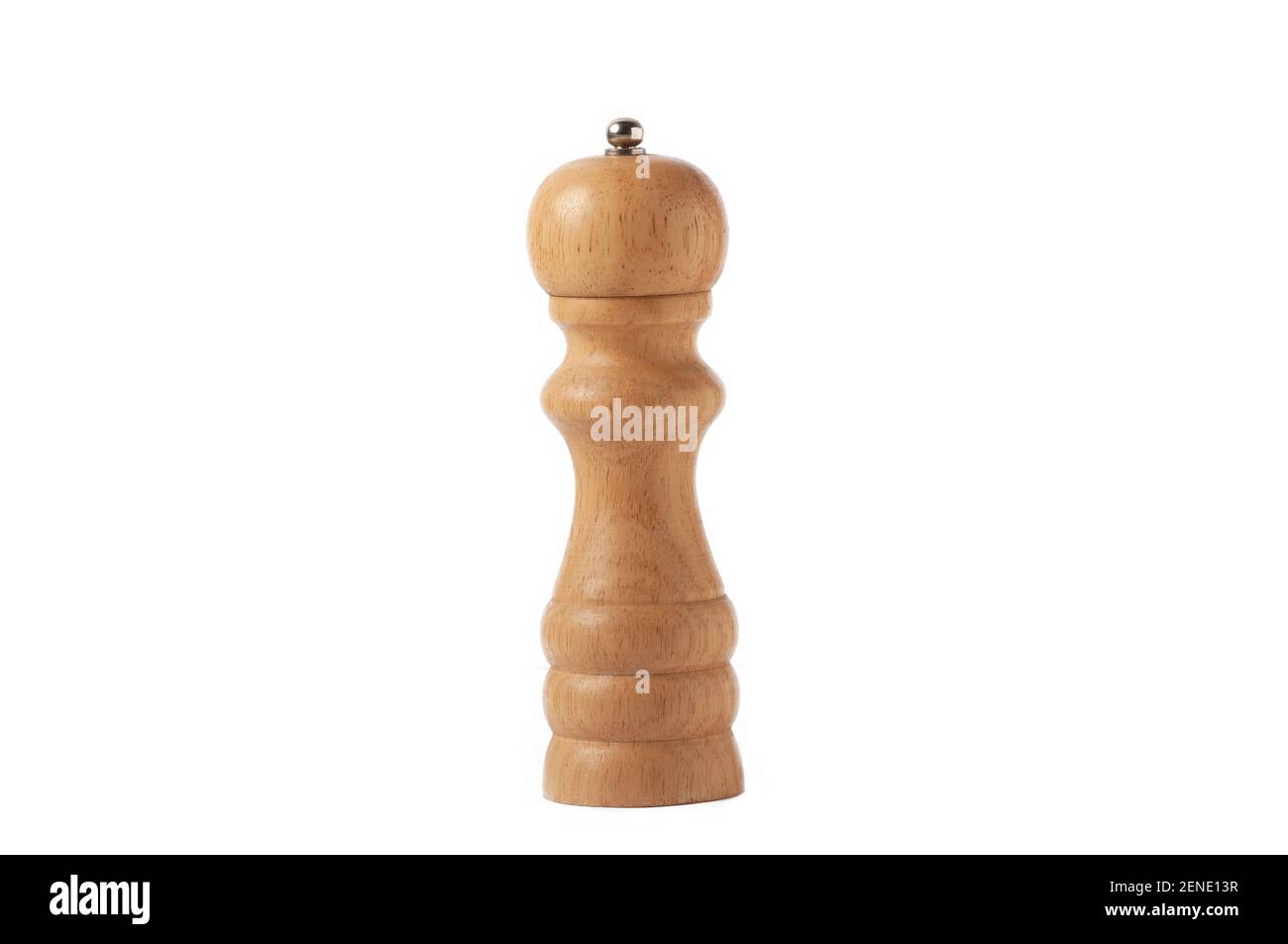 Handmühle für Gewürze auf weißem Hintergrund. Stockfoto