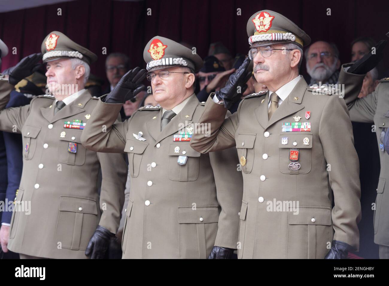 talian Army, hochrangige Offiziere während einer militärischen Zeremonie Stockfoto