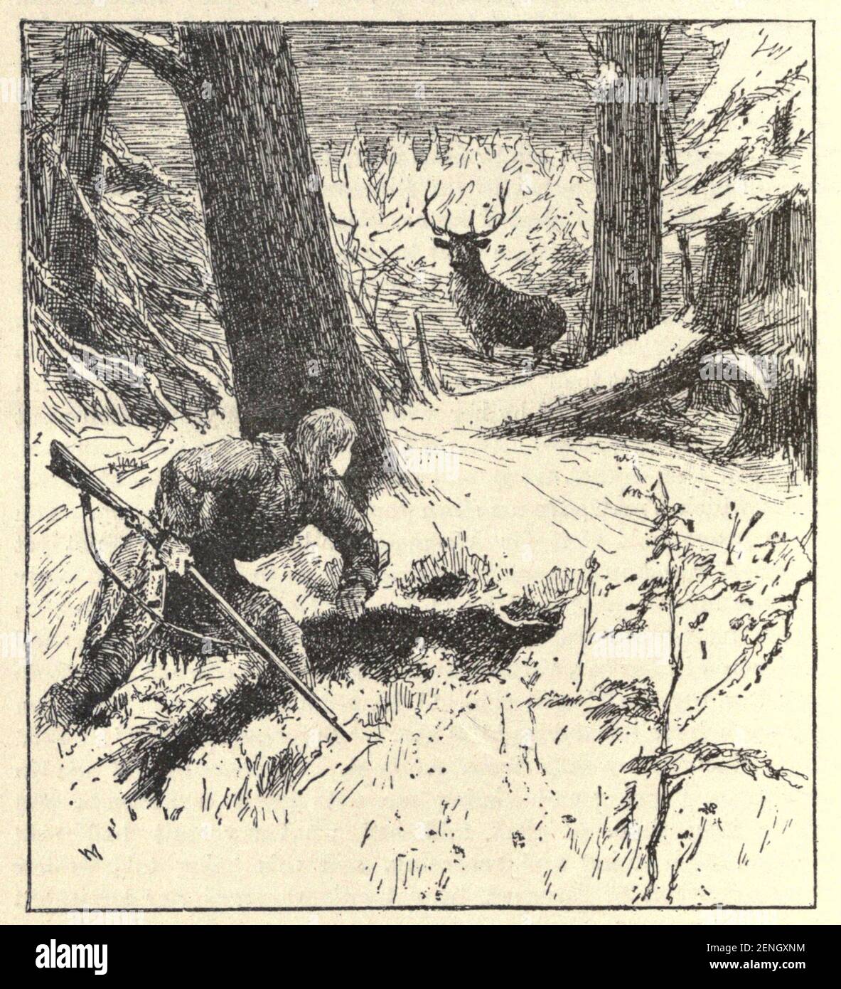 Jagdhirsch illustriert die Geschichte "EIN Junge unter den roten Indianern" aus dem Buch "die wahre Geschichte Buch" herausgegeben von ANDREW LANG illustriert von L. BOGLE, LUCIEN DAVIS, H. J. FORD, C. H. M. KERR, und LANCELOT SPEED. Veröffentlicht von Longmans, Green und Co. London und New York im Jahr 1893 Stockfoto
