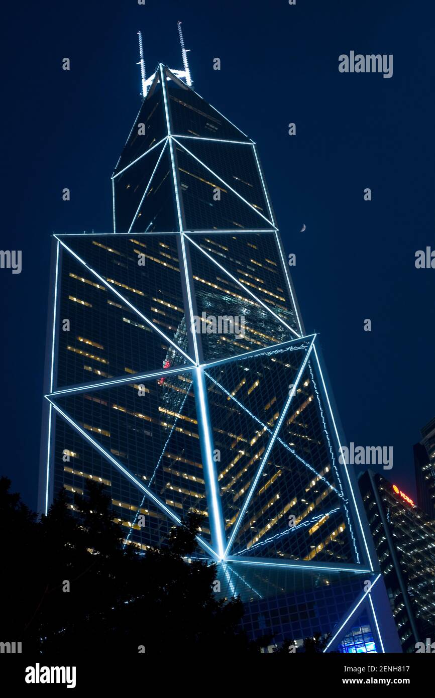 Hong Kong, Admiralty, China - Bank of China Gebäude entworfen von Architekt im Pei, Chung Wan (Central District). Stockfoto