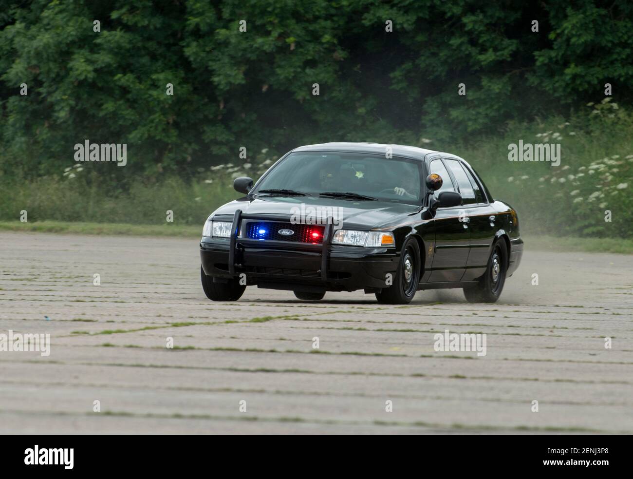 Black Ford Crown Victoria P71, amerikanischer Polizeiwagen Stockfoto