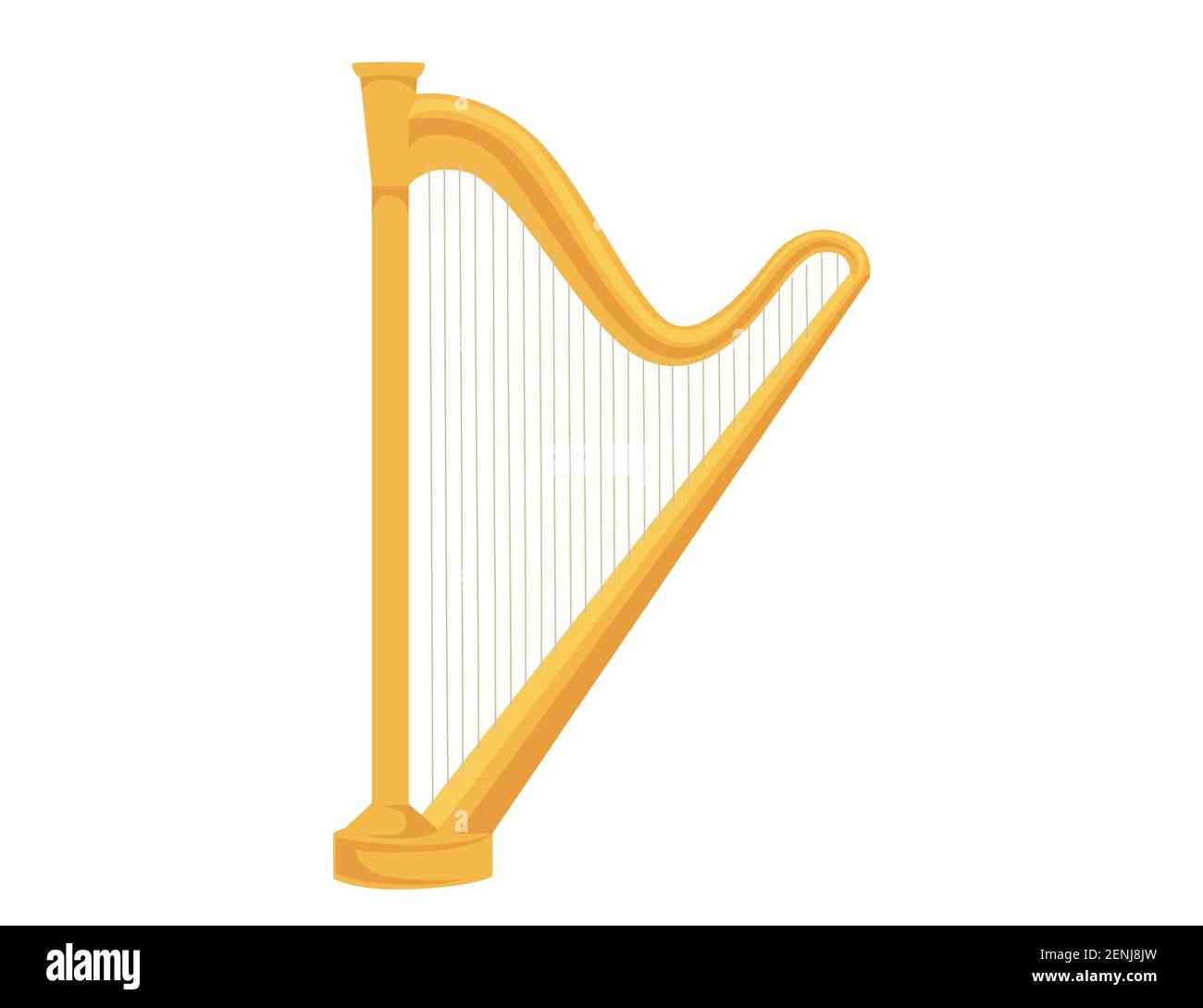 Klassische goldene griechische Harfe flache Vektor-Illustration isoliert auf weiß Hintergrund Stock Vektor