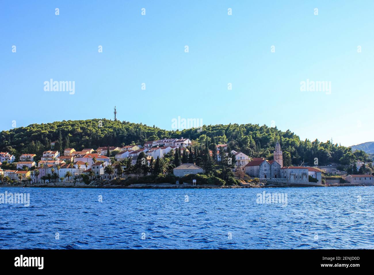 Korcula, Kroatien - 3. Oktober 2011: Blick auf Korcula an einem sonnigen Tag Stockfoto